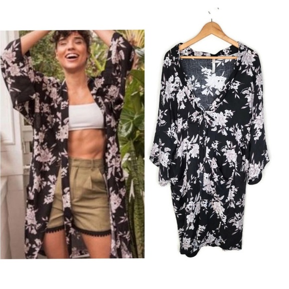 Spiritual Gangster Maya Robe in Black Floral Print One Size - Picture 8 of 8